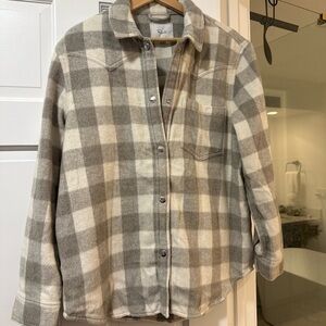 Rails Gray and Cream Plaid Gingham Button-Up Shirt